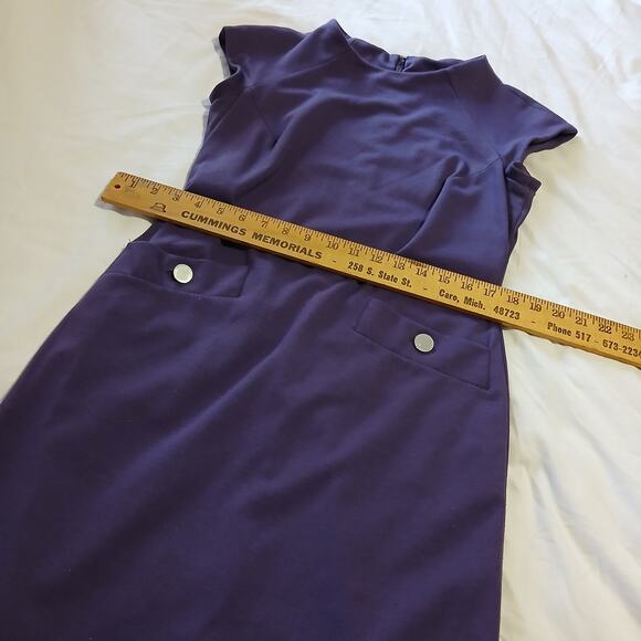 Jones of New York 4 plum fully lined sheath accent hip pockets buttons cap slv - Picture 11 of 12